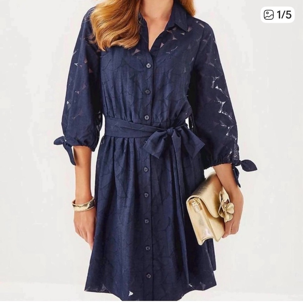 NWT Lilly Pulitzer Navy Long Sleeve Dress